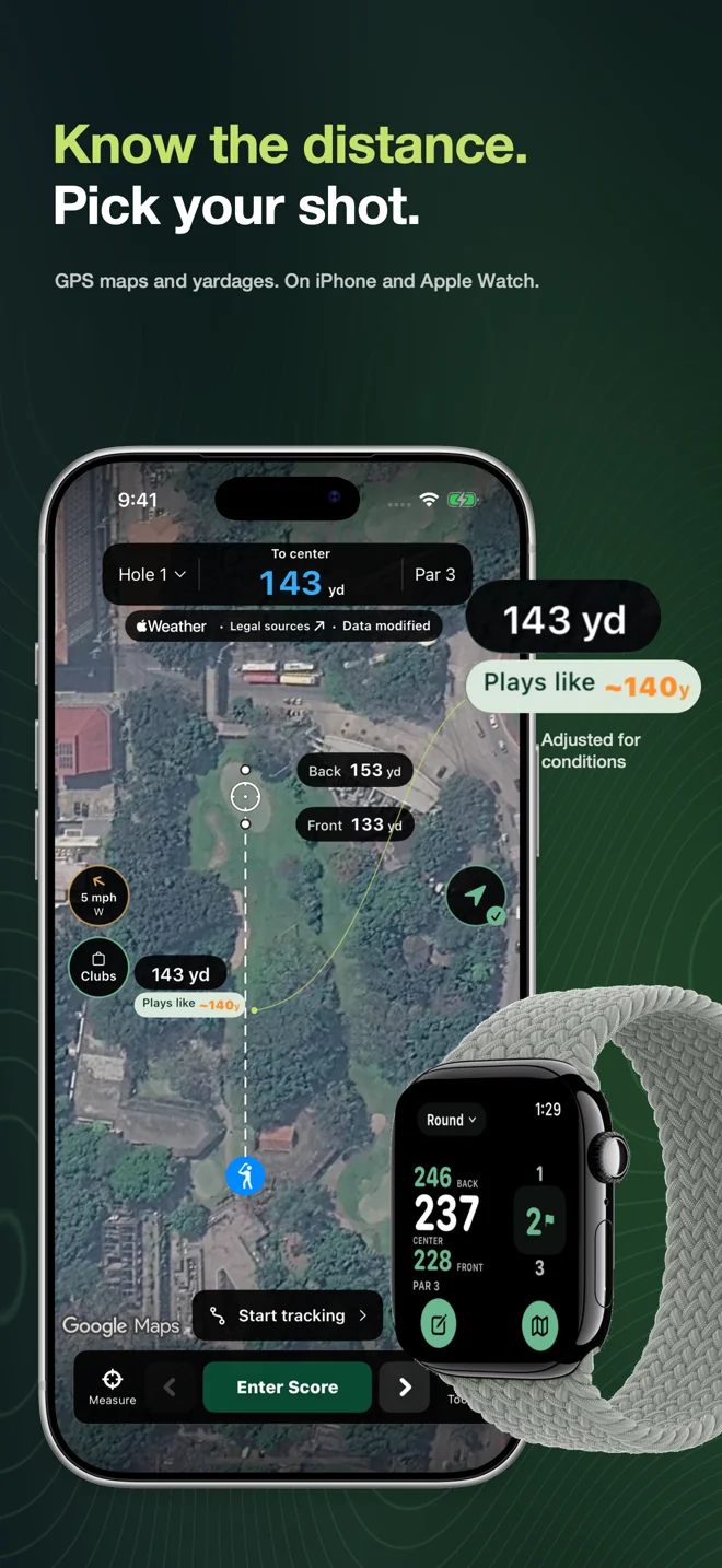 KaGolf App Store screenshot: GPS on iPhone & Watch